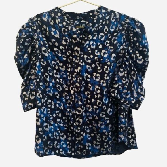 GAP Puff Sleeve Animal Print Blouse - Picture 4 of 12